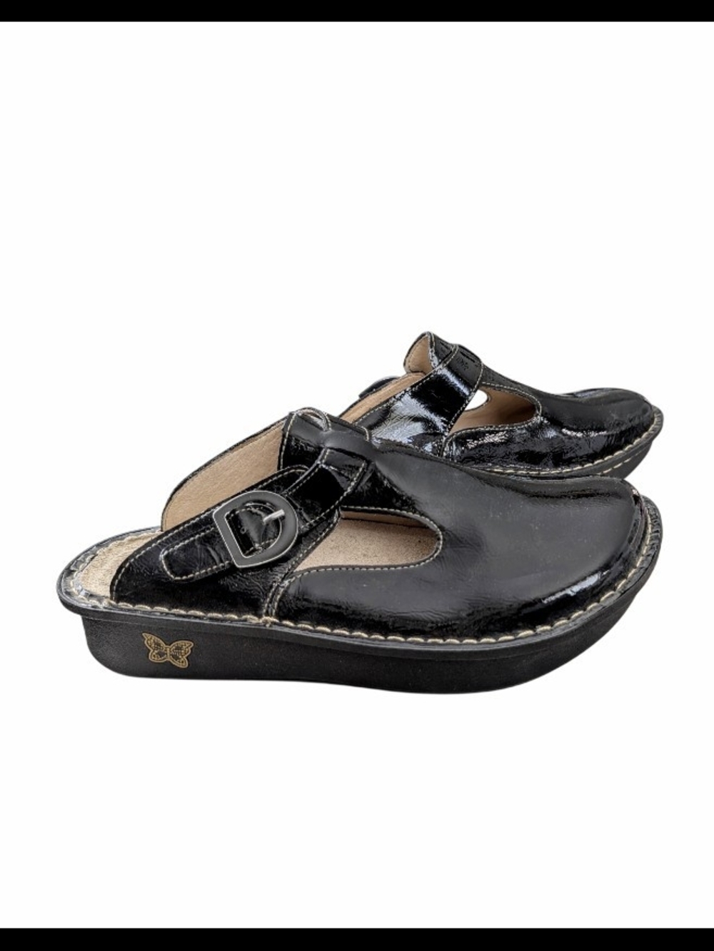 Alegria Seville Black Patent Leather Clogs - Like New - Size 39 (US 9)